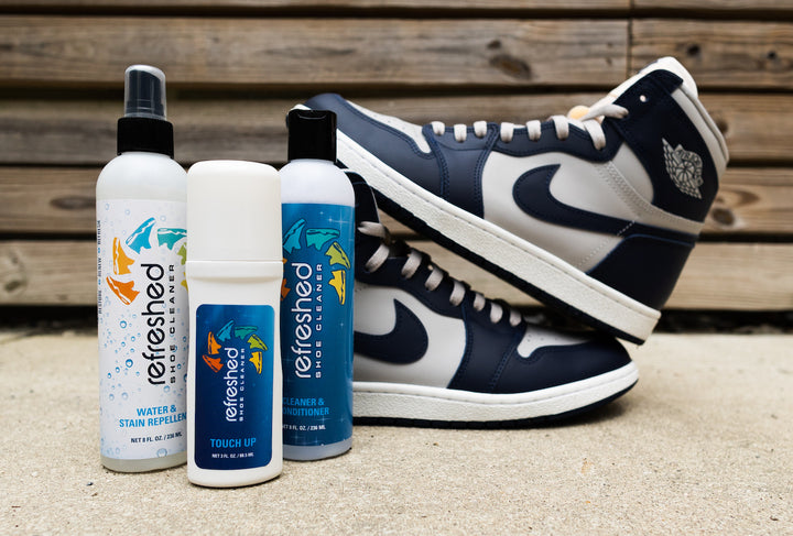  Refreshed Shoe Cleaner - 2x 4oz Cleaning Solution, 1x 4oz Stain  Repellent, 1x 4oz White Shoe Cleaner Paint, 1x Brush - Easily Clean Suede,  Leather, Nubuck, Canvas and Mesh Shoes 